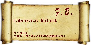 Fabricius Bálint névjegykártya