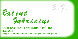 balint fabricius business card